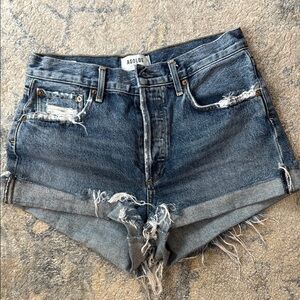 Agolde Blue Jean Shorts High-Waisted Distressed